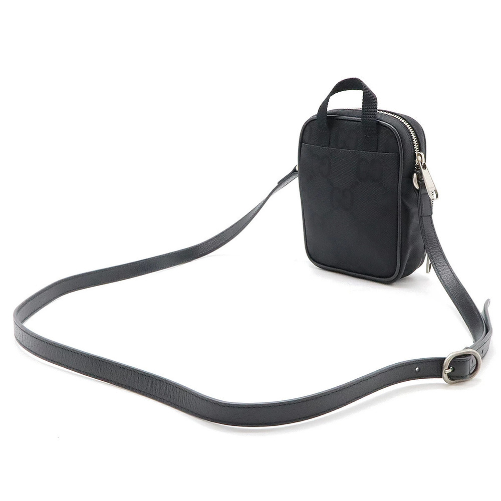 Gucci The Grid Canvas Off Shoulder Black Bag Leather Black